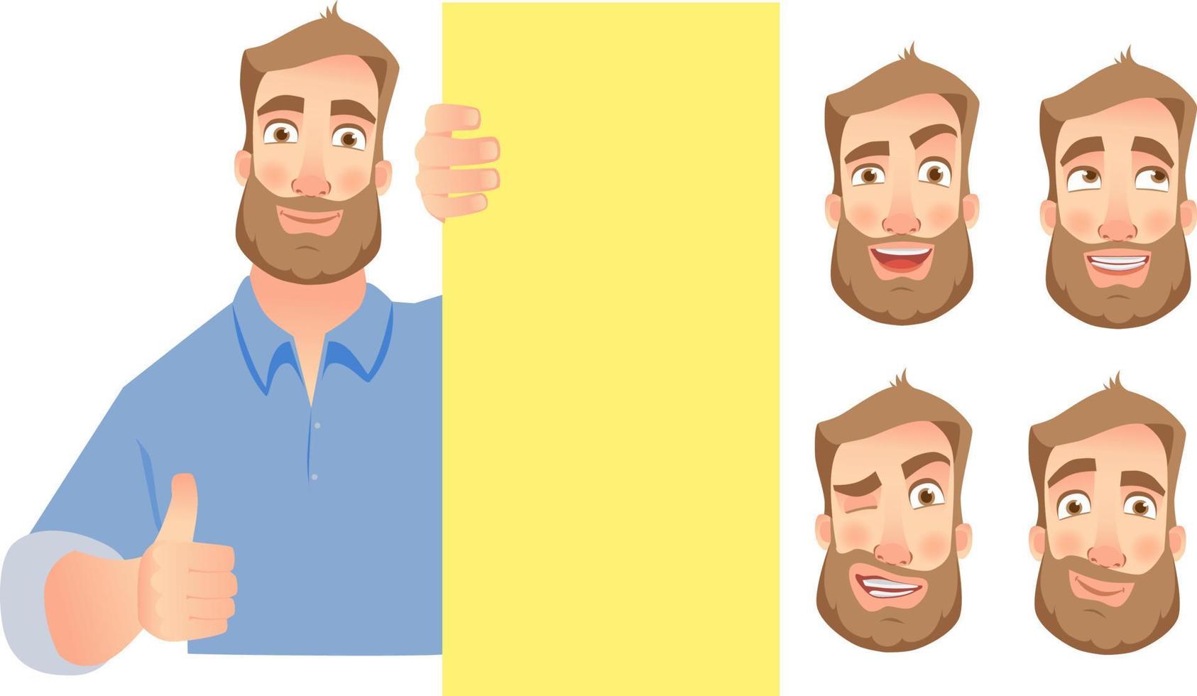 man holding blank signboard set vector