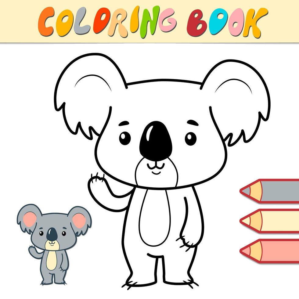 Coloring book or page for kids. koala black and white vector
