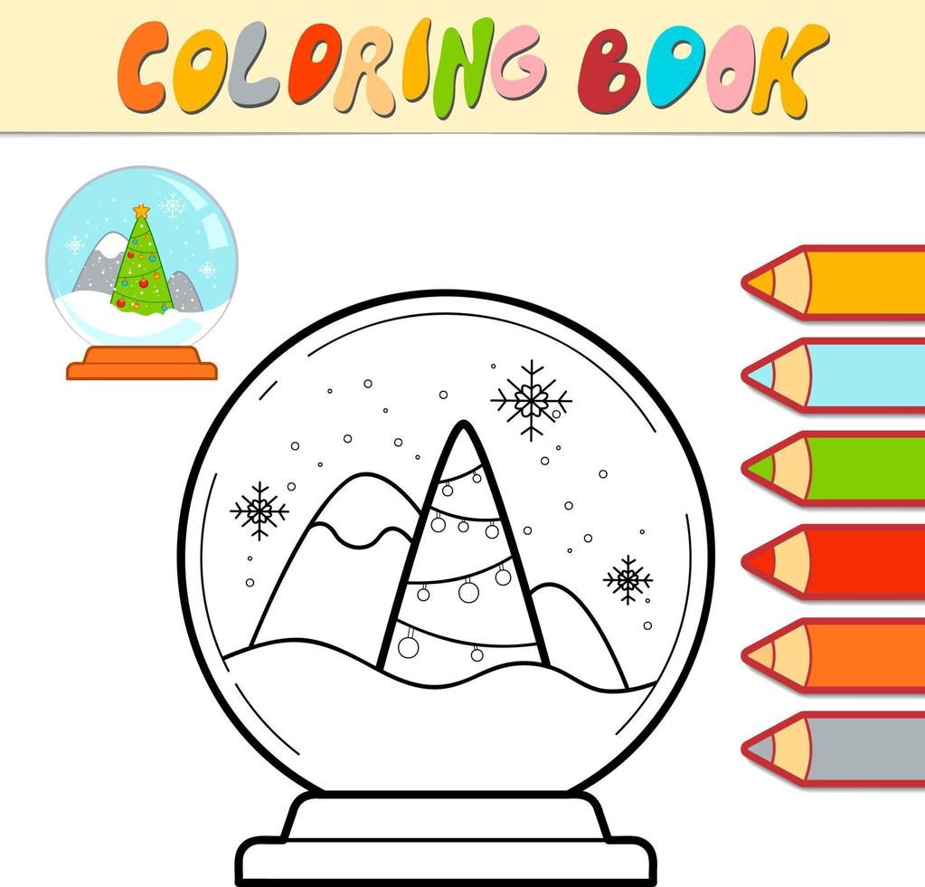 Coloring book or Coloring page for kids. Christmas ball black and white vector