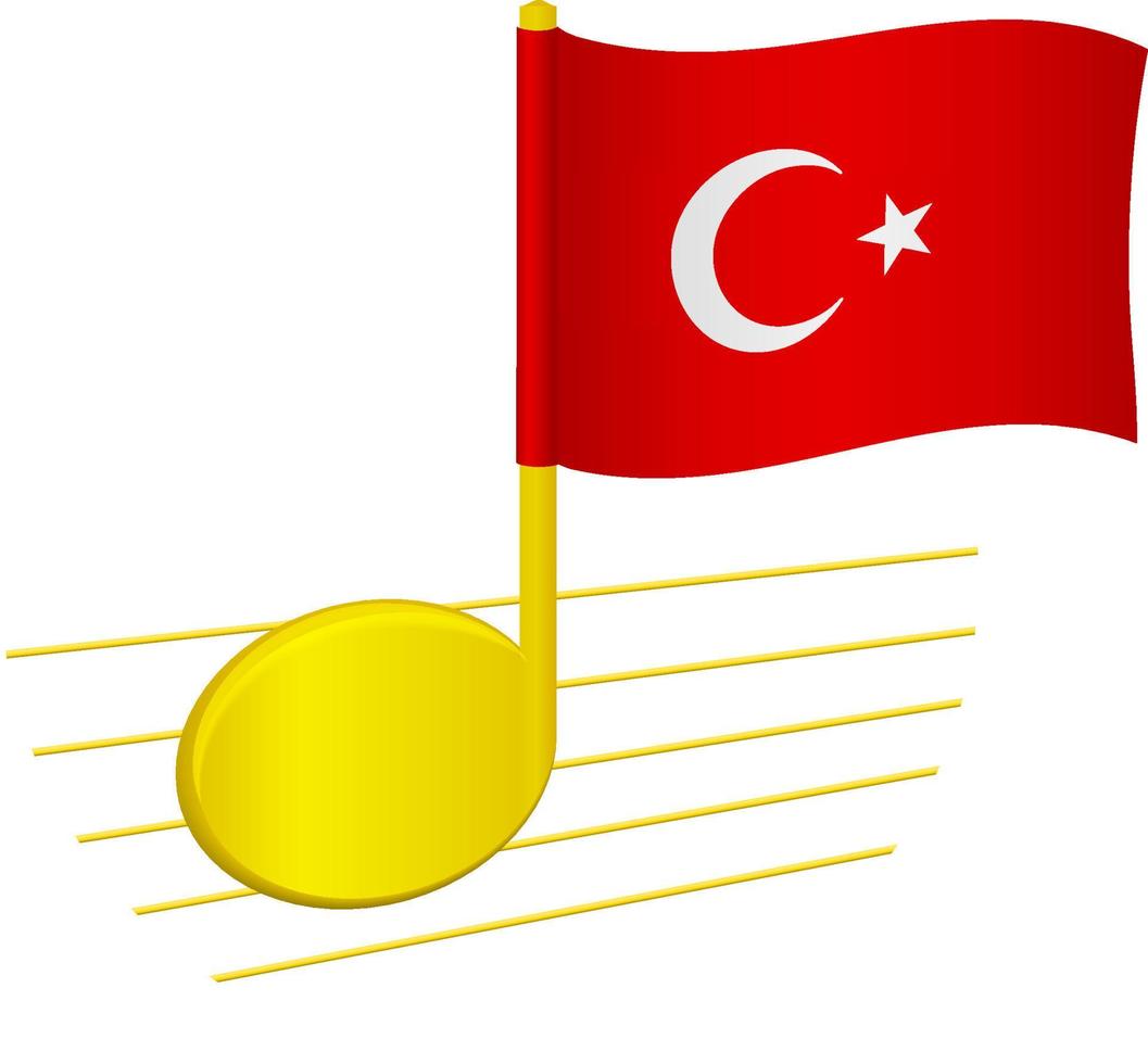 Turkey flag and musical note vector