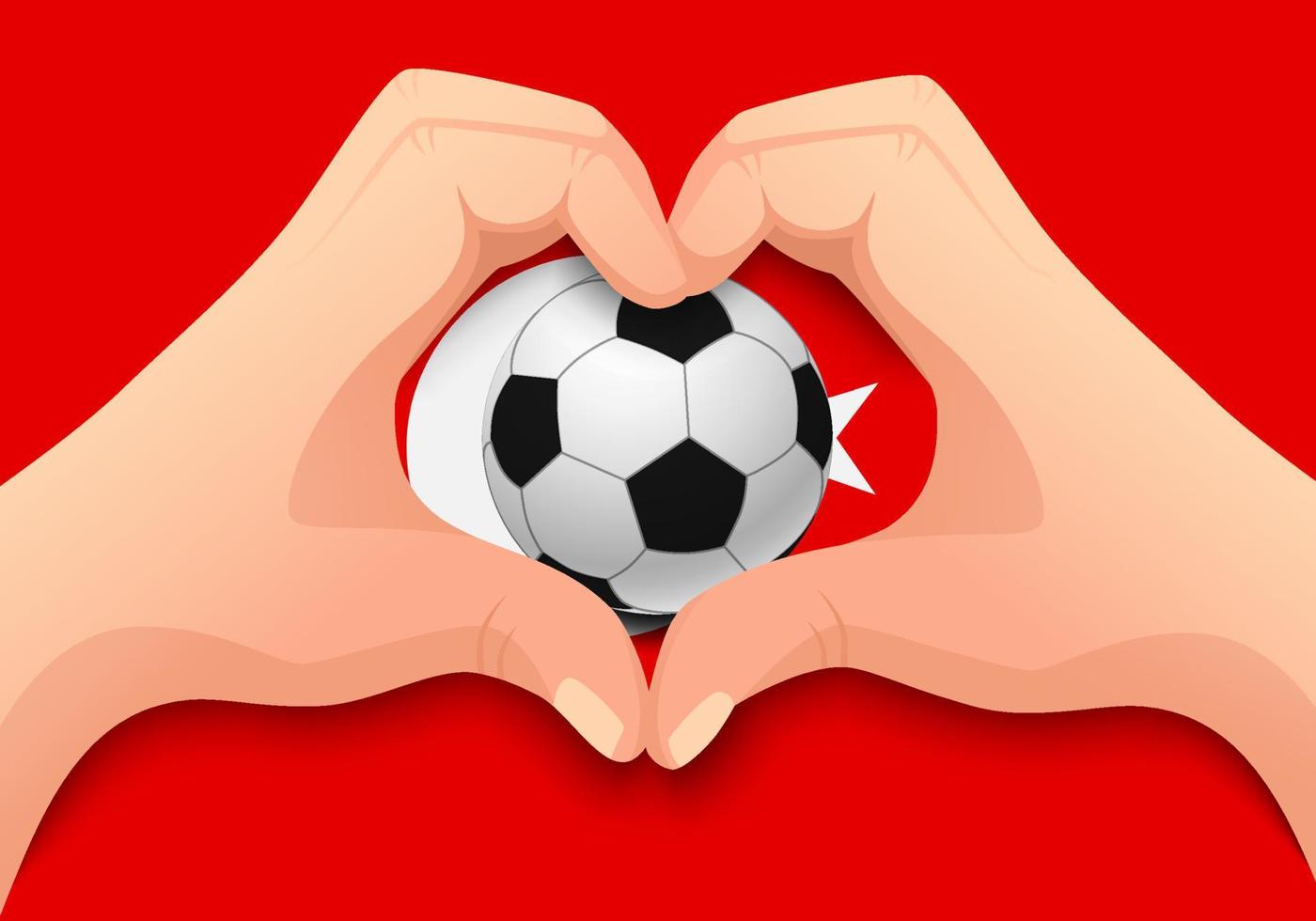 Turkey soccer ball and hand heart shape vector