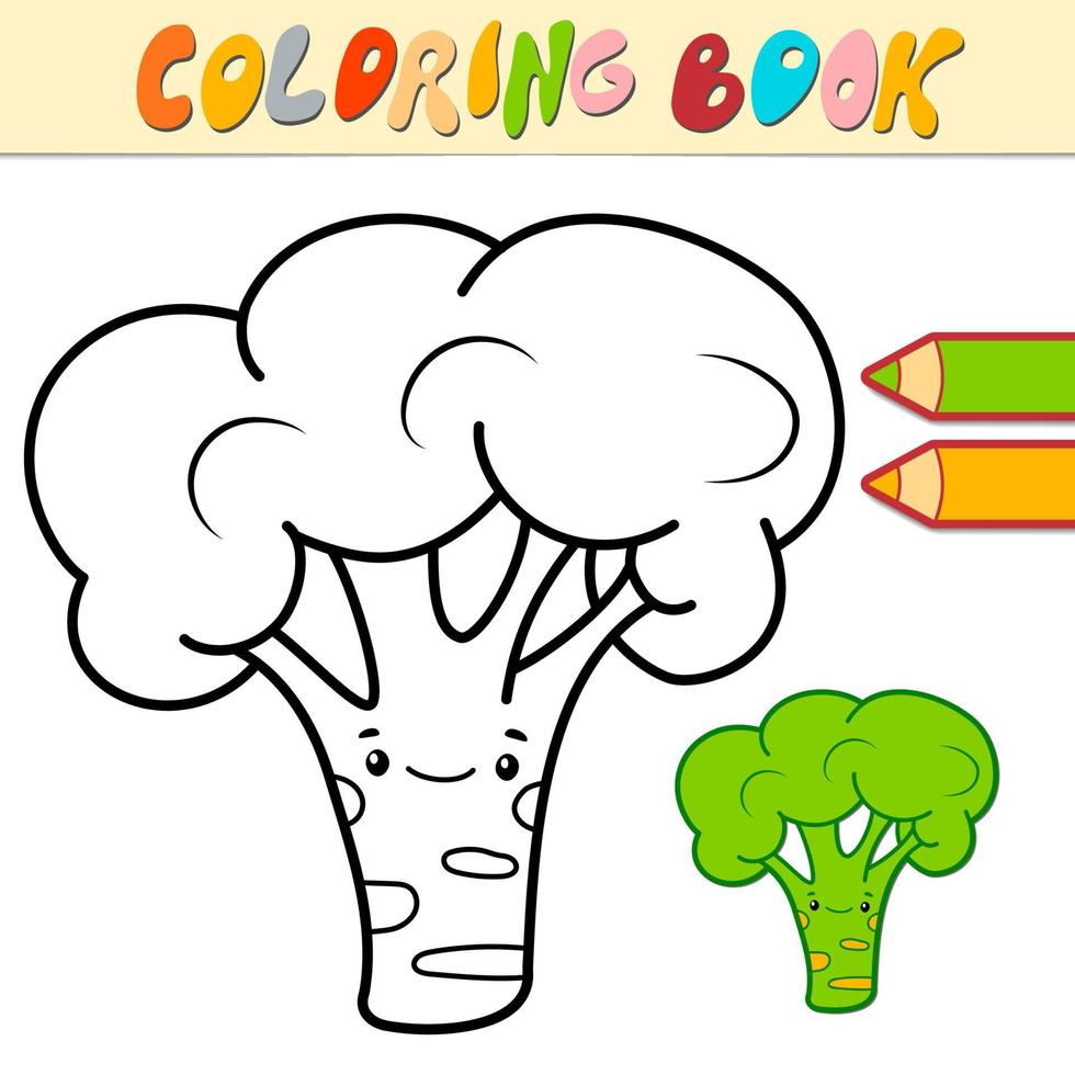 libro de colorear o página para niños. brócoli vector blanco y negro