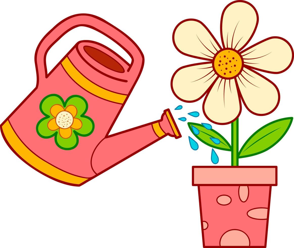 Cute watering can and flower cartoon 8718348 Vector Art at Vecteezy