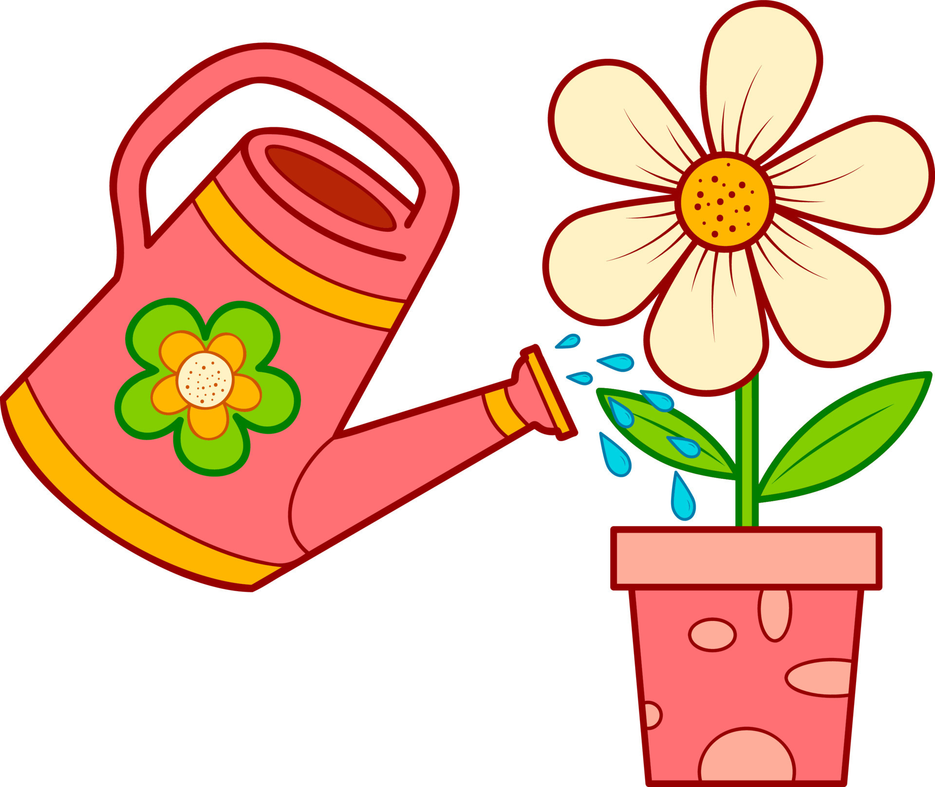 Cute watering can and flower cartoon 8718348 Vector Art at Vecteezy