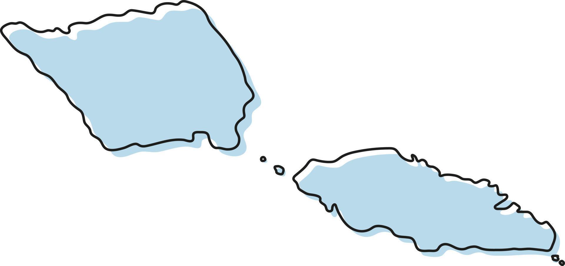 mapa de contorno simple estilizado del icono de samoa. Croquis azul mapa de samoa ilustración vectorial vector