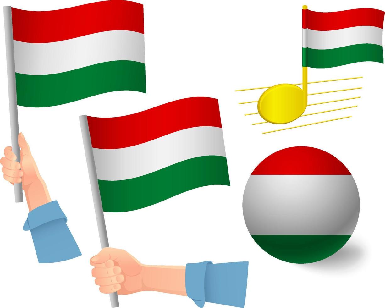 Hungary flag icon set vector