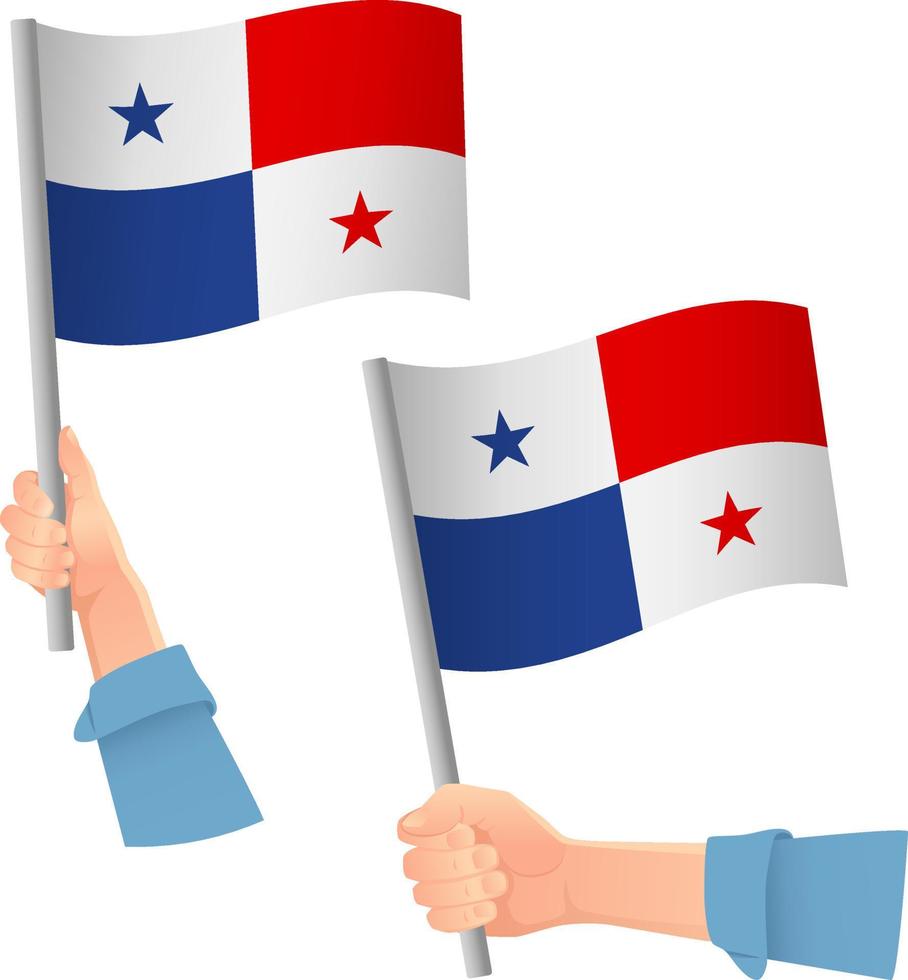 Panama flag in hand icon vector