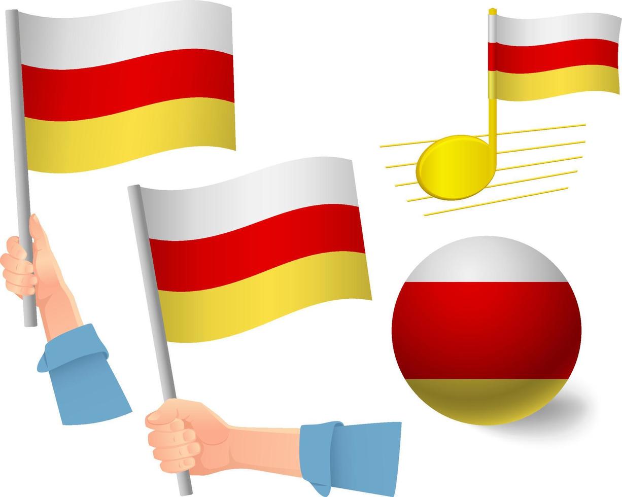 south ossetia flag icon set vector