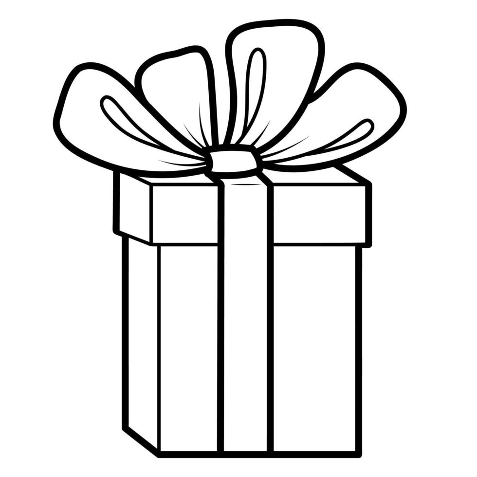 Christmas coloring book or page. Gift black and white vector ...