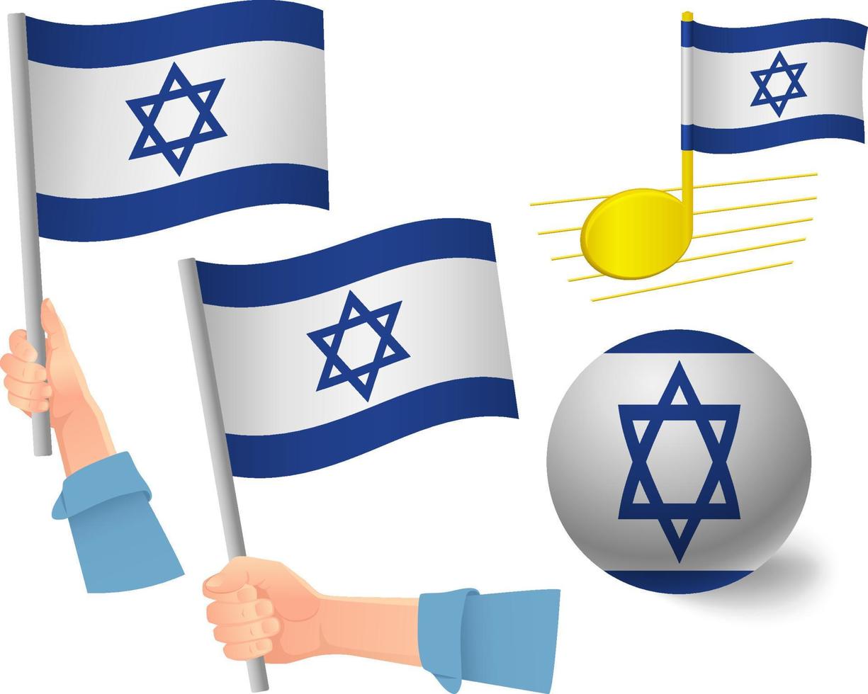 Israel flag icon set vector