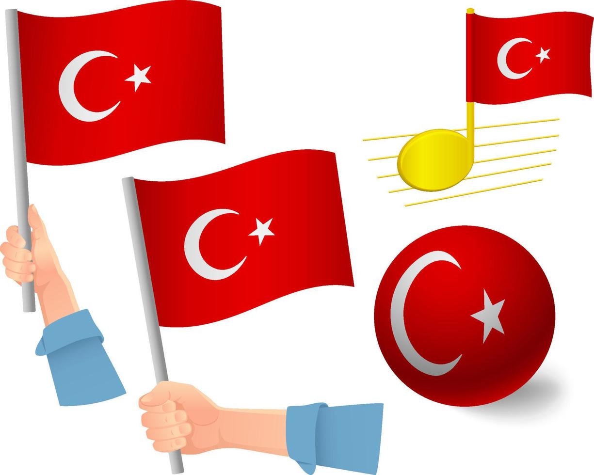 conjunto de iconos de bandera de turquía vector