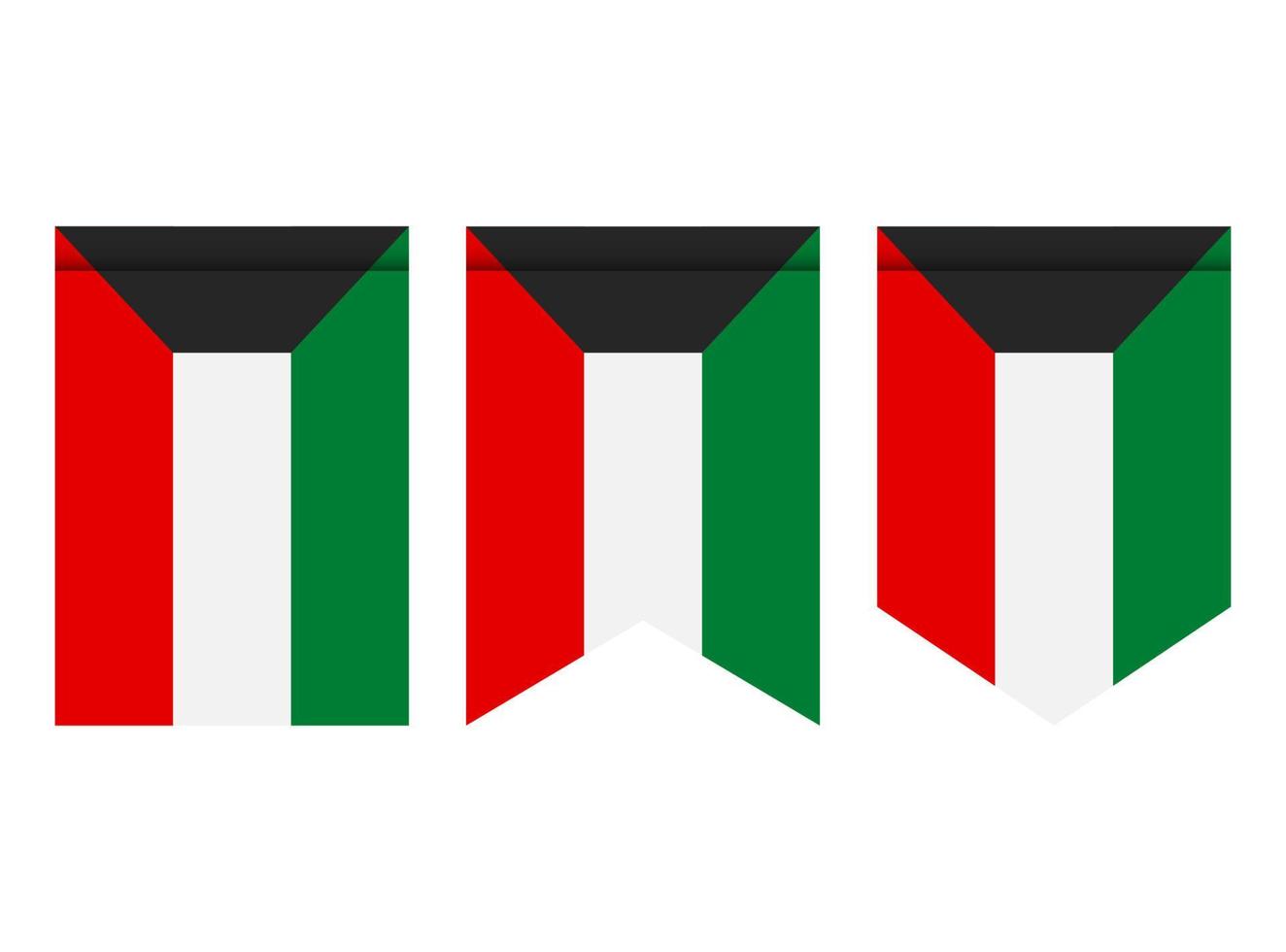 Bandera de Kuwait o banderín aislado sobre fondo blanco. icono de la bandera del banderín. vector