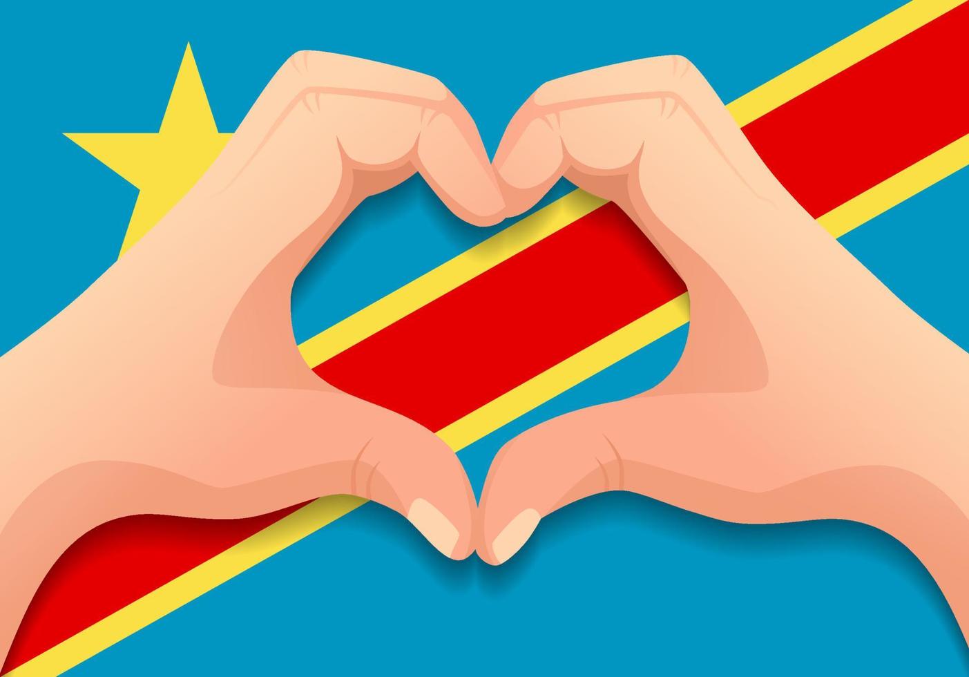 república democrática del congo bandera y mano en forma de corazón vector