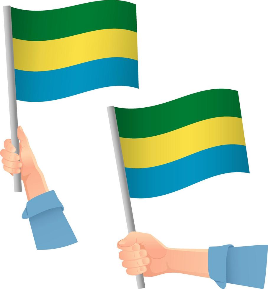 Gabon flag in hand icon vector