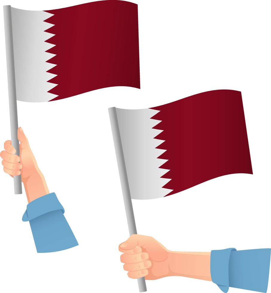 Qatar flag in hand icon vector