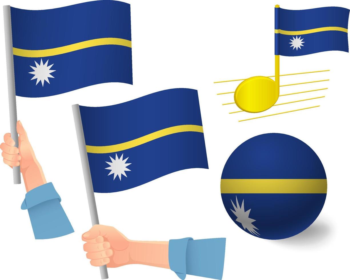 Nauru flag icon set vector