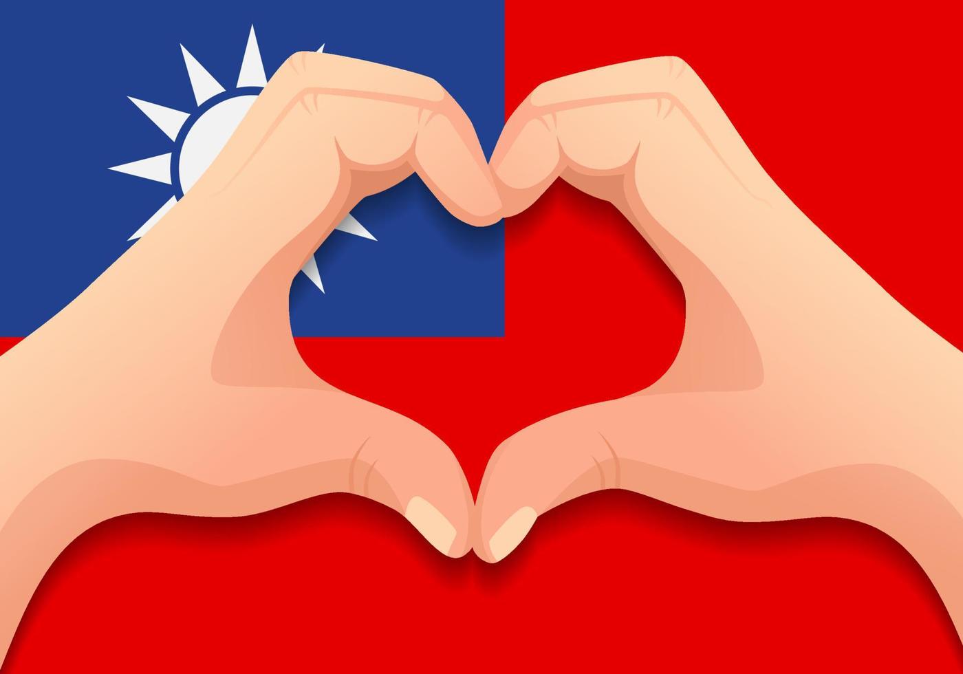 bandera de taiwán y forma de corazón de mano vector