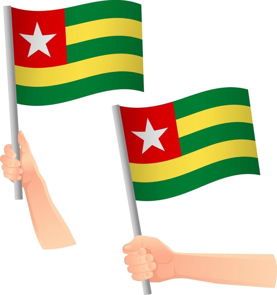 Togo flag in hand icon vector