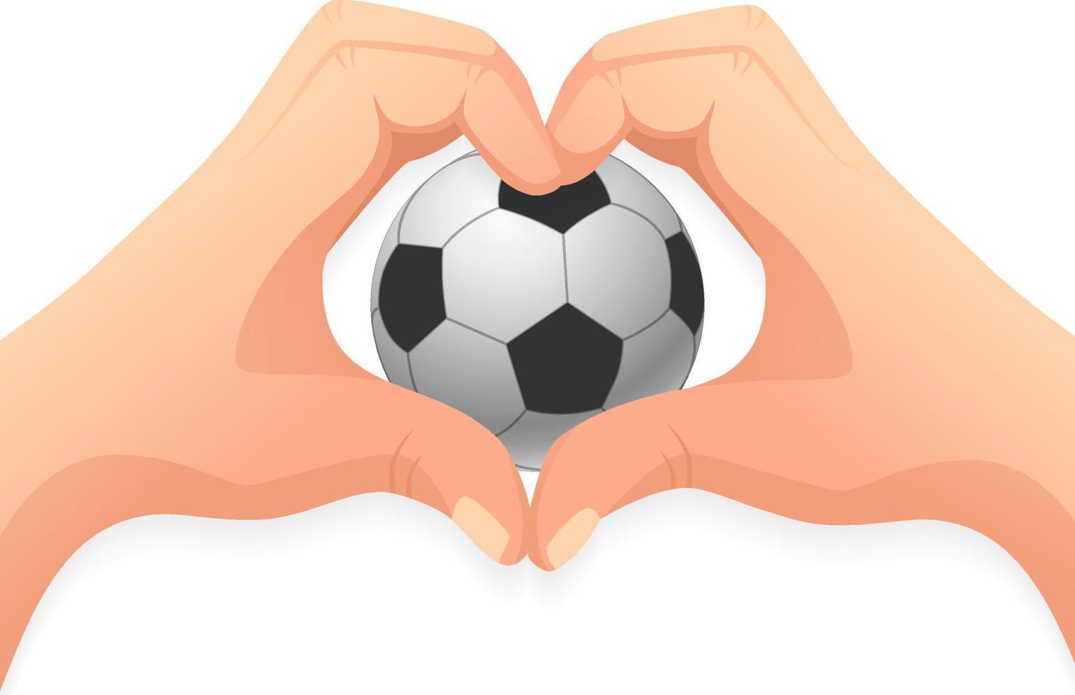 Hand heart shape and Soccer ball vector