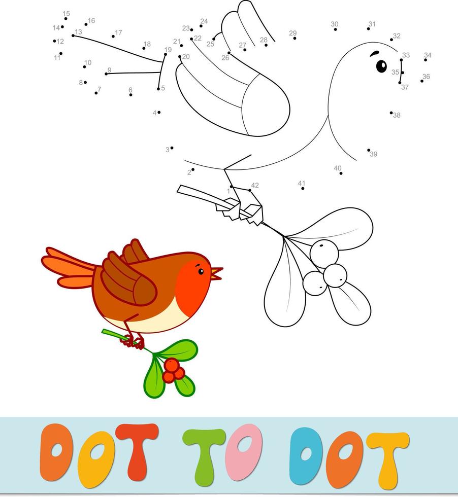 Rompecabezas de Navidad punto a punto. juego de conectar puntos. ilustración vectorial de aves vector