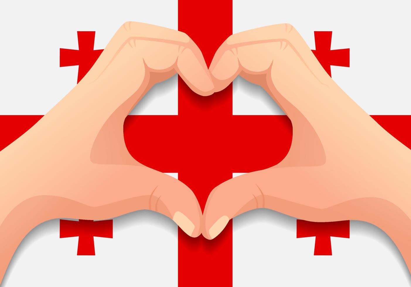 bandera de georgia y forma de corazón de mano vector