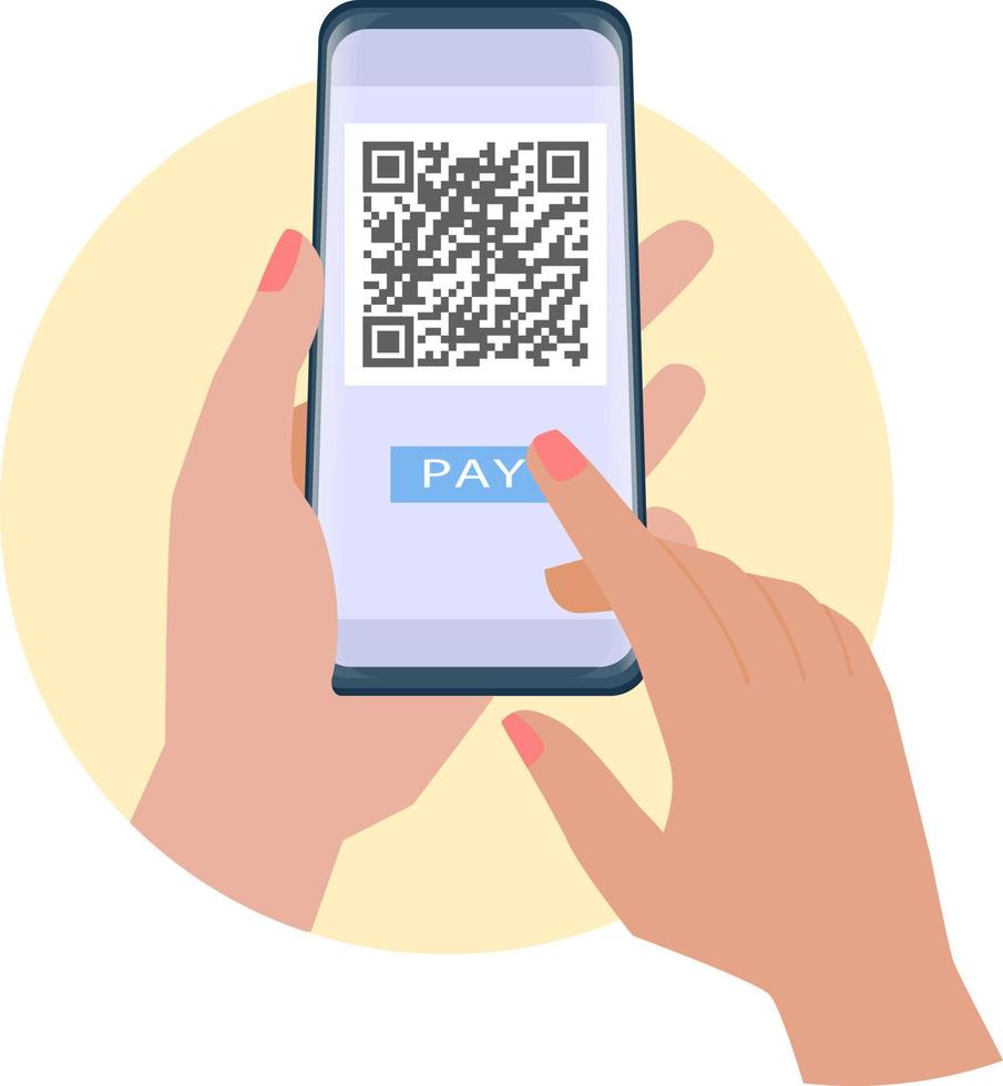 QR payment by phone vector