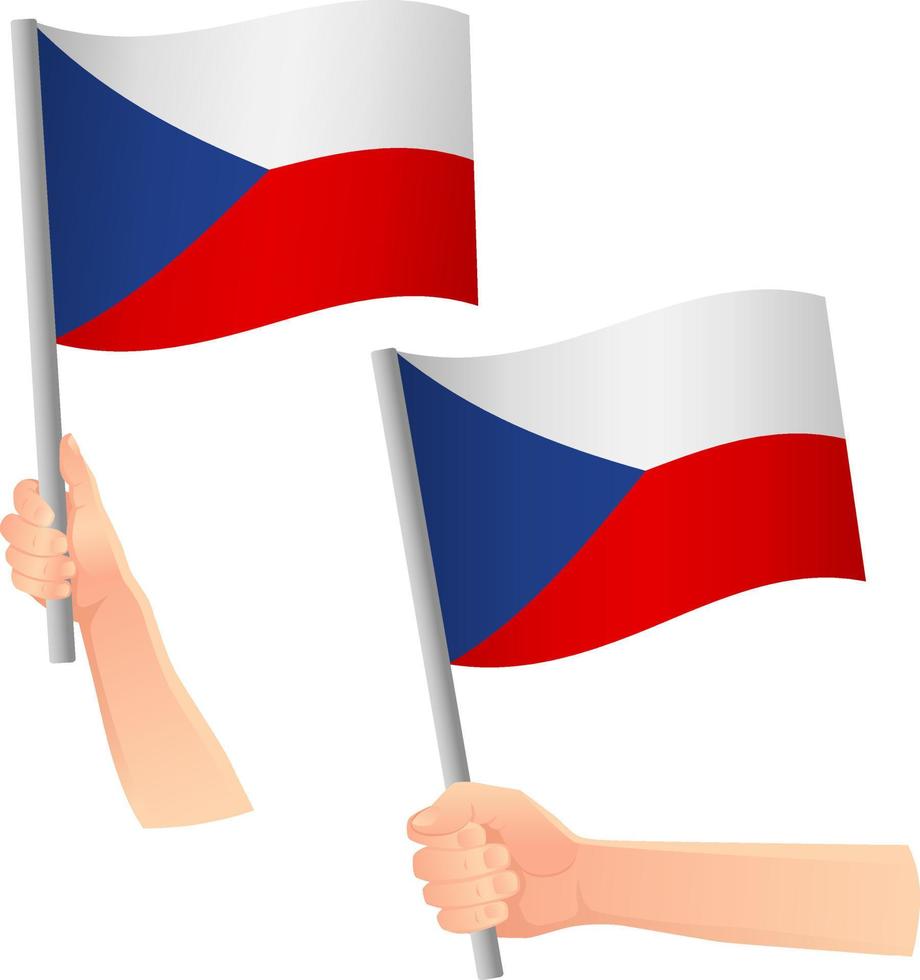 Czech Republic flag in hand icon vector