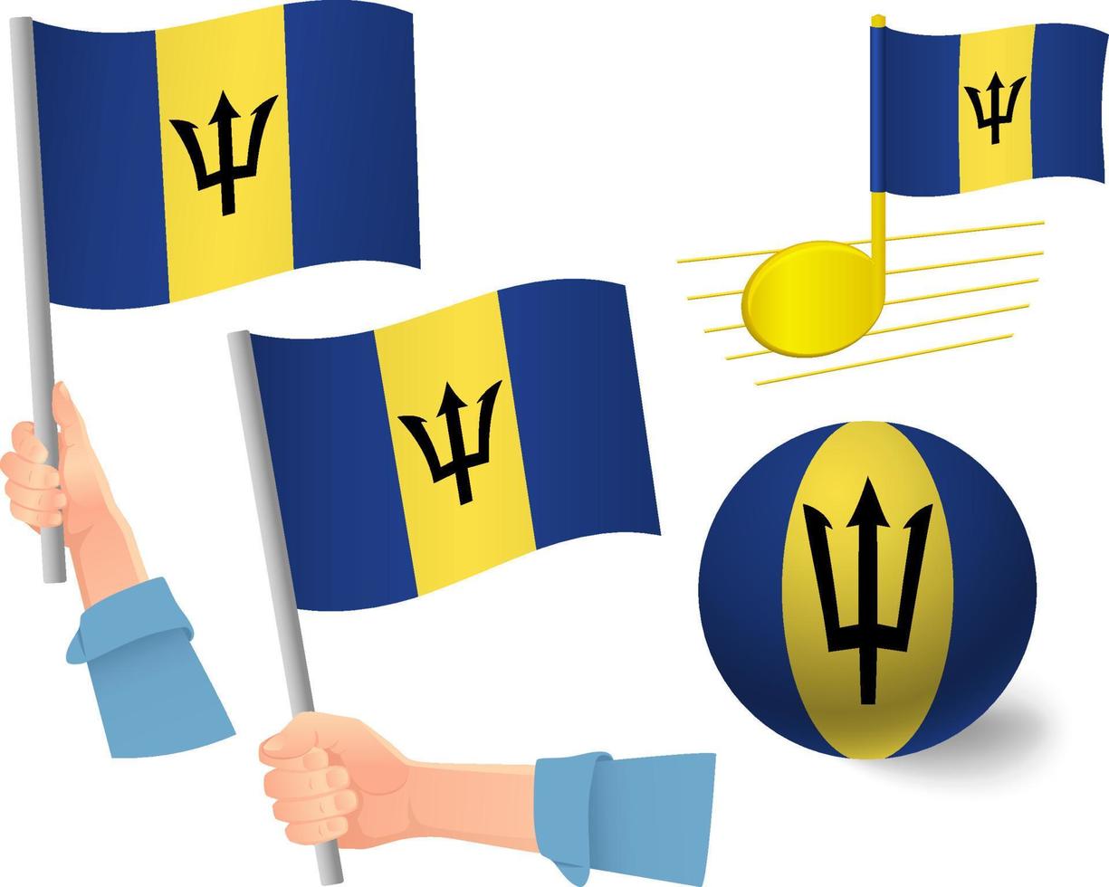 Barbados flag icon set vector