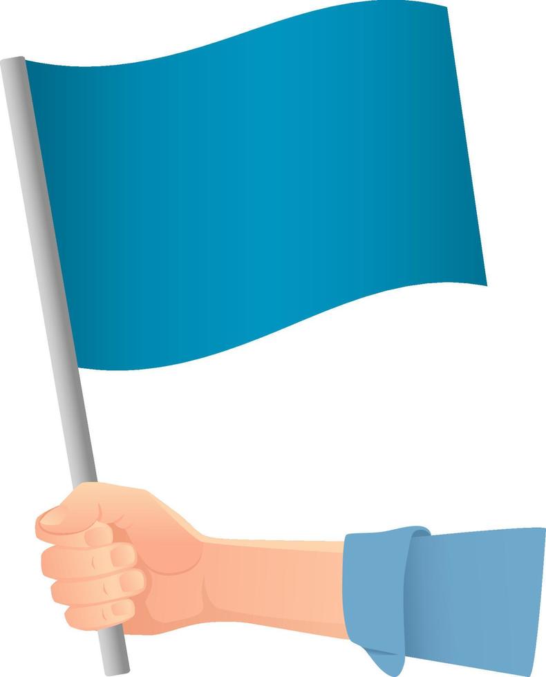 bandera azul en la mano vector