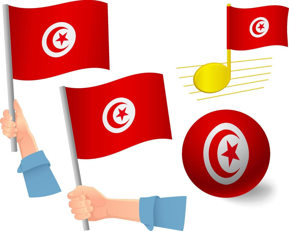 Tunisia flag icon set vector