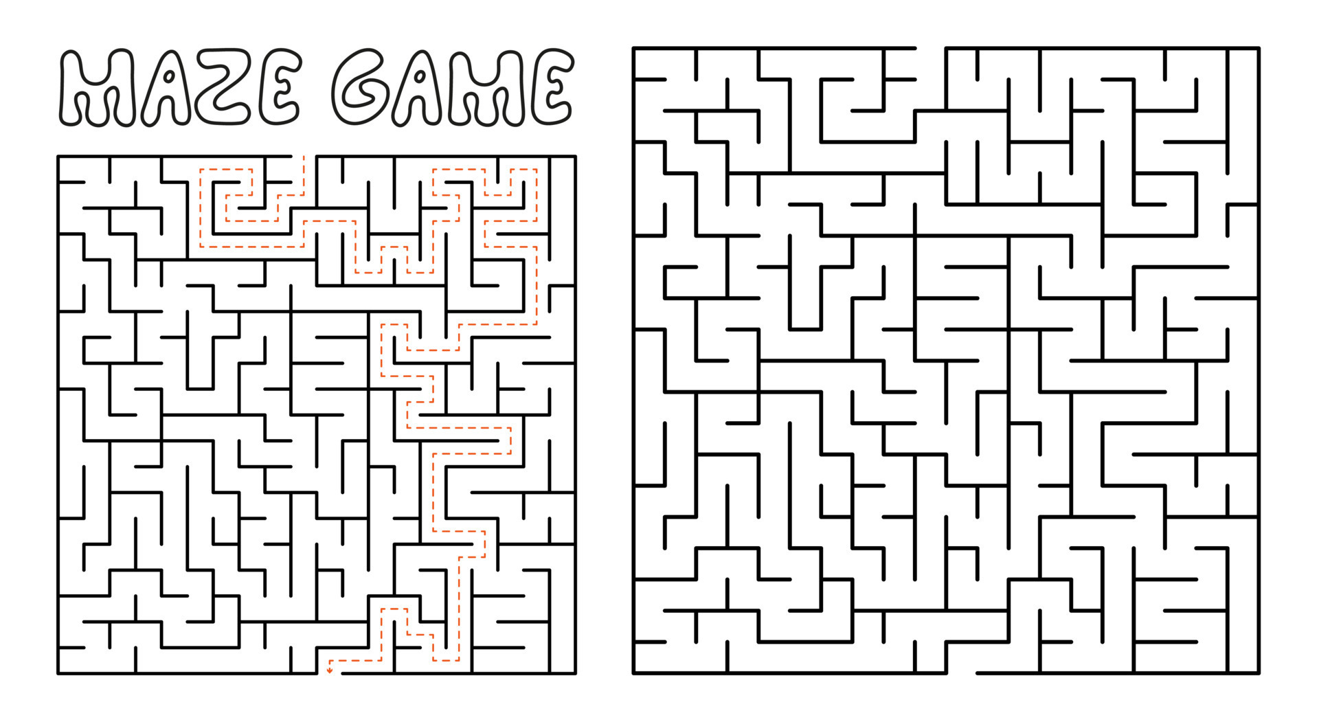 Maze game for kids. Complex Maze puzzle with solution 8718573 Vector