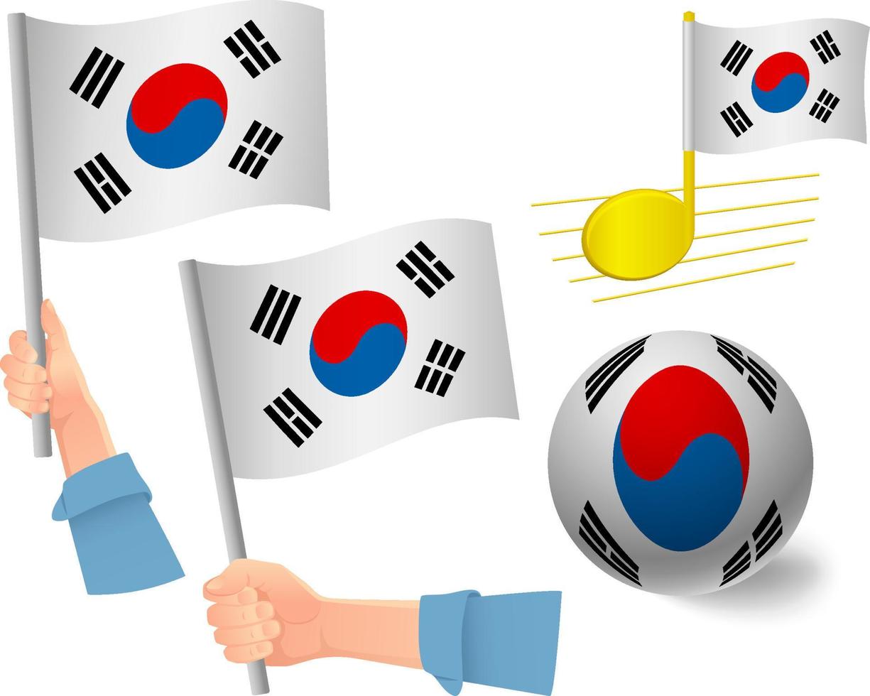 conjunto de iconos de bandera de corea del sur vector