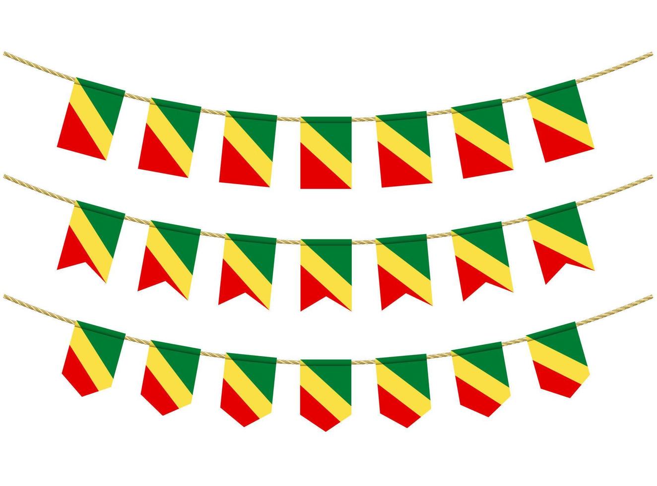 bandera congo en las cuerdas sobre fondo blanco. conjunto de banderas patrióticas del empavesado. decoración del empavesado de la bandera del congo vector