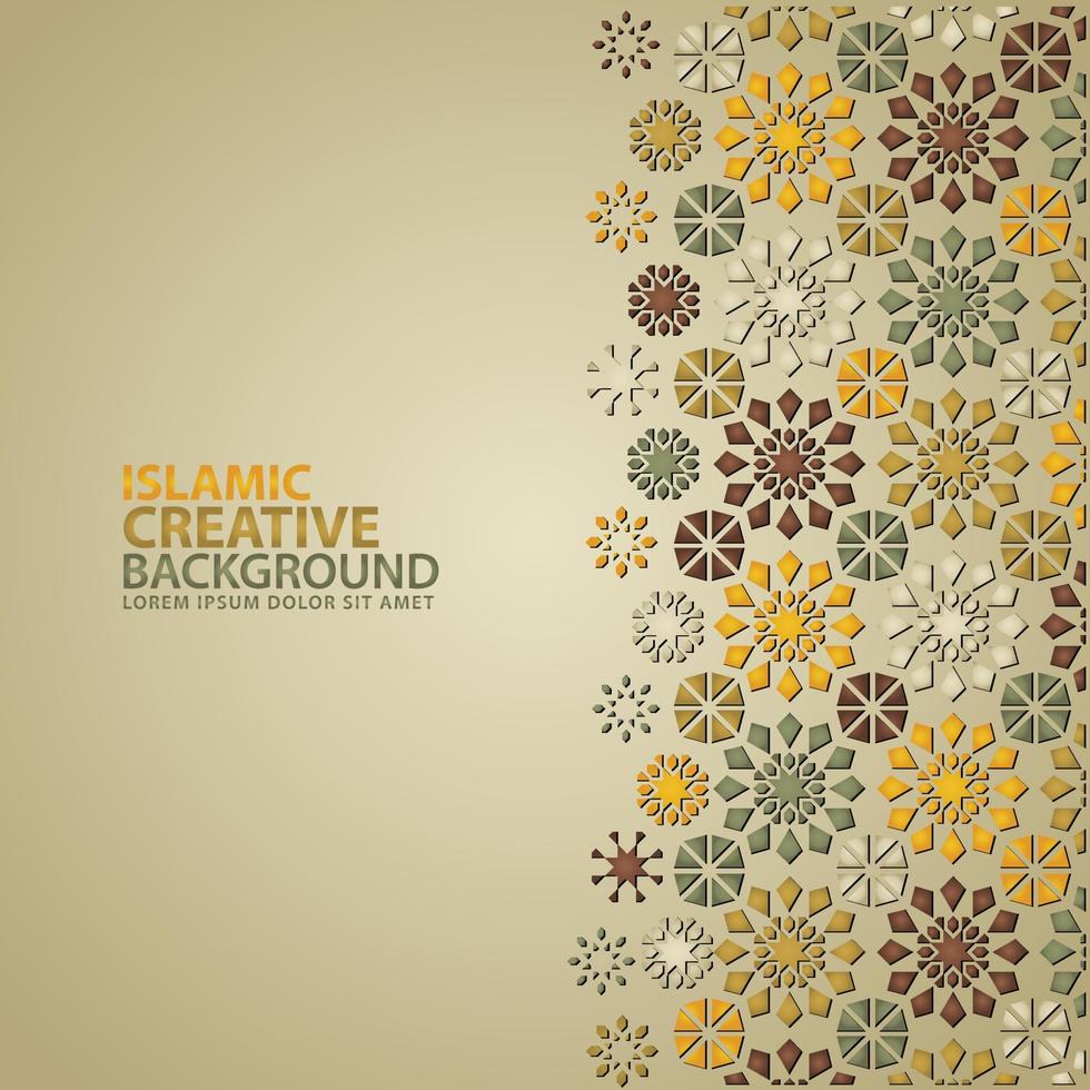 Islamic ornament of mosaic for greeting card background template vector