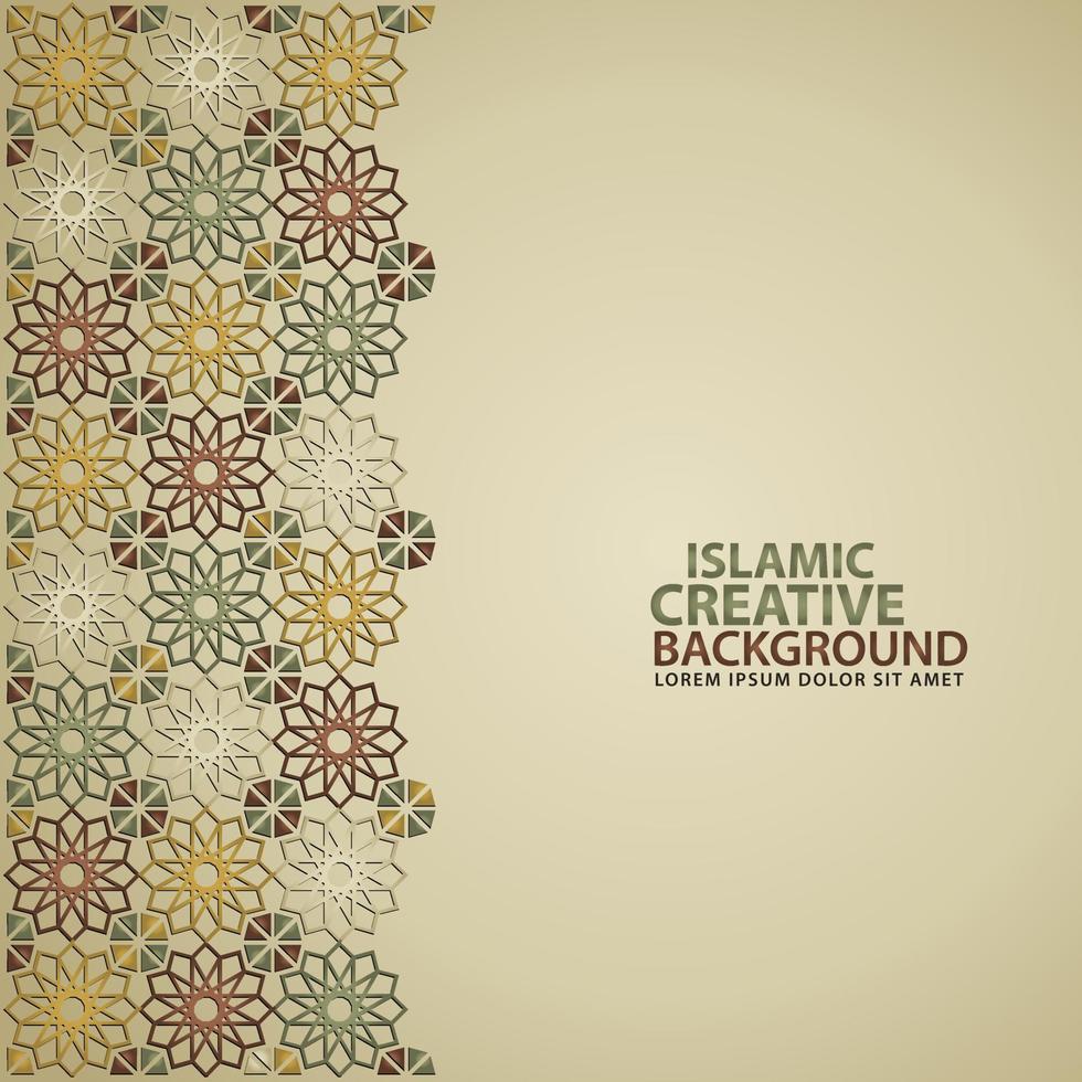 Islamic ornament of mosaic for greeting card background template vector