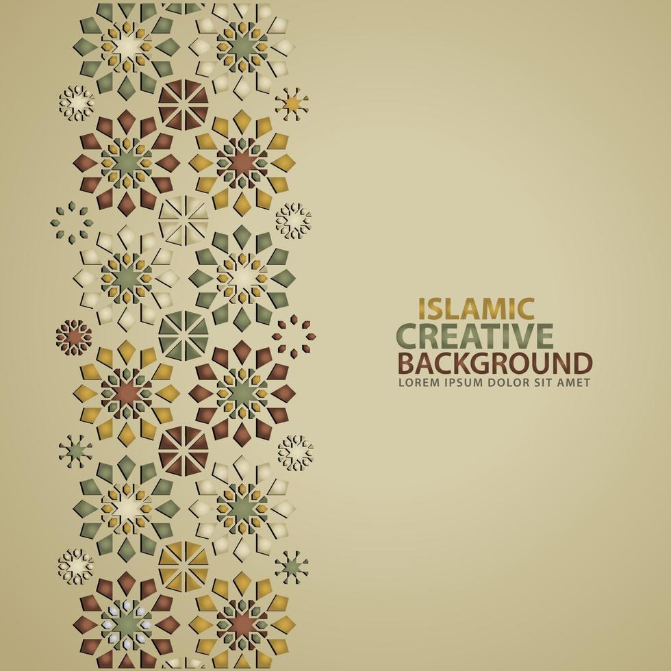Islamic ornament of mosaic for greeting card background template vector