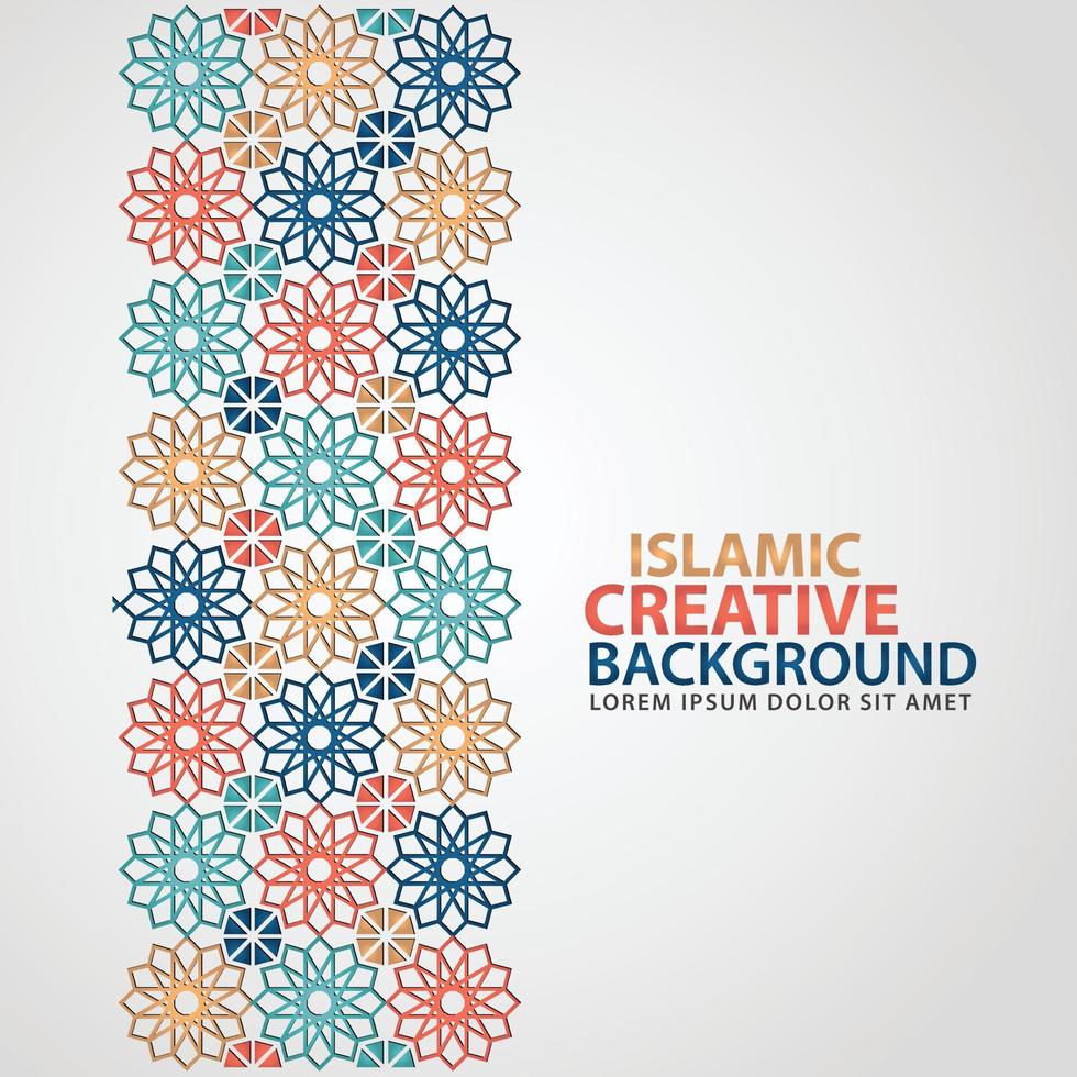 Islamic ornament of mosaic for greeting card background template vector