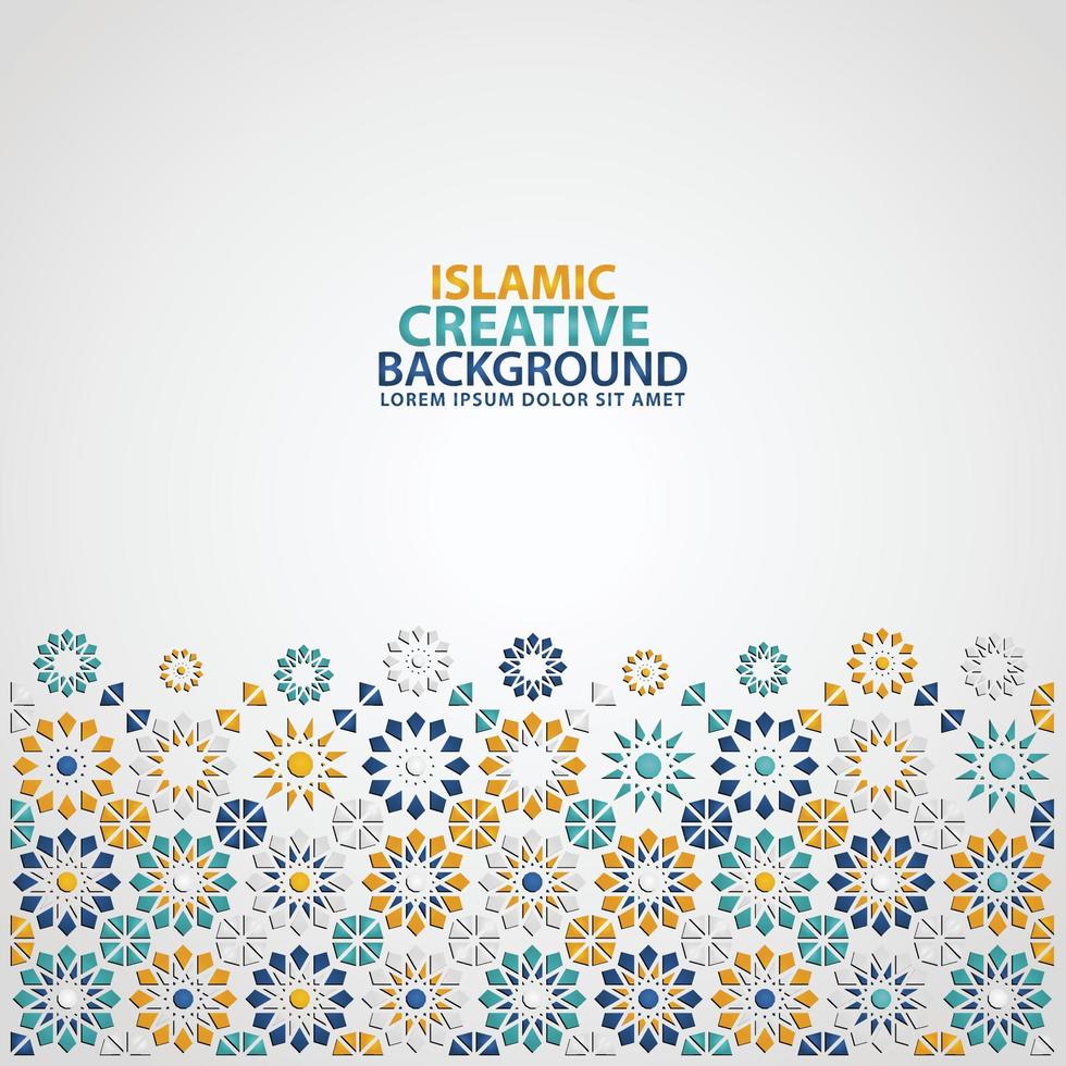 Islamic ornament of mosaic for greeting card background template vector
