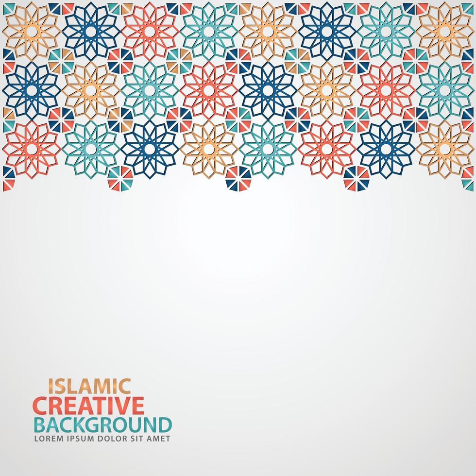 Islamic ornament of mosaic for greeting card background template vector