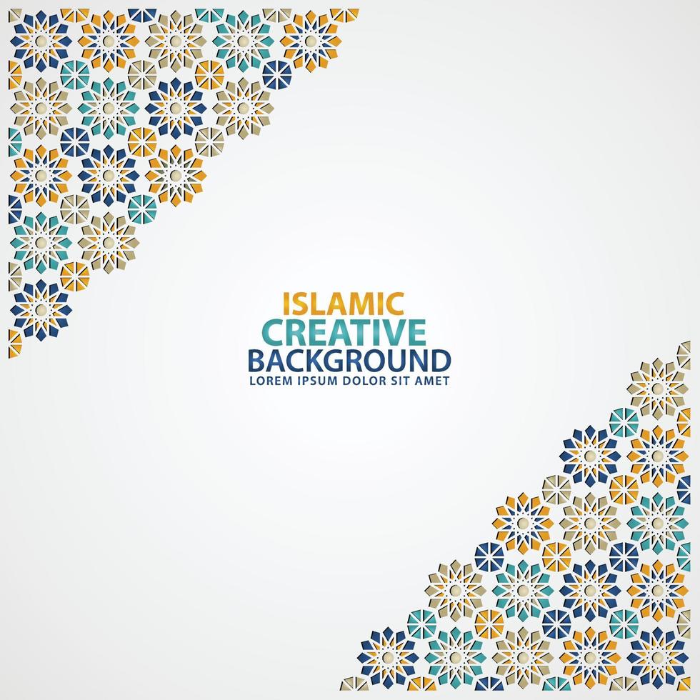 Islamic ornament of mosaic for greeting card background template vector