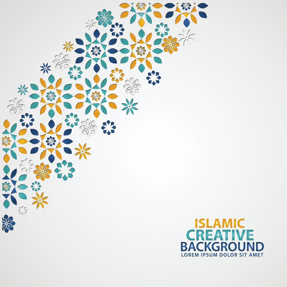 Islamic ornament of mosaic for greeting card background template vector