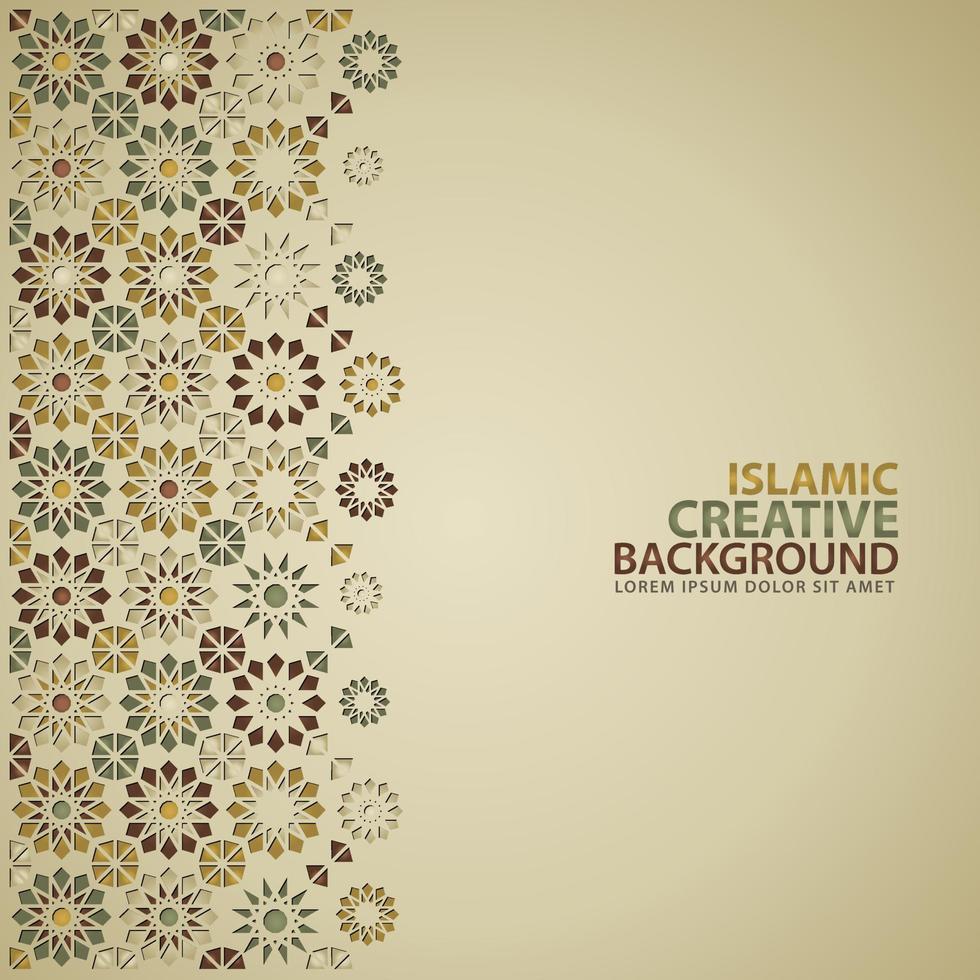 Islamic ornament of mosaic for greeting card background template vector