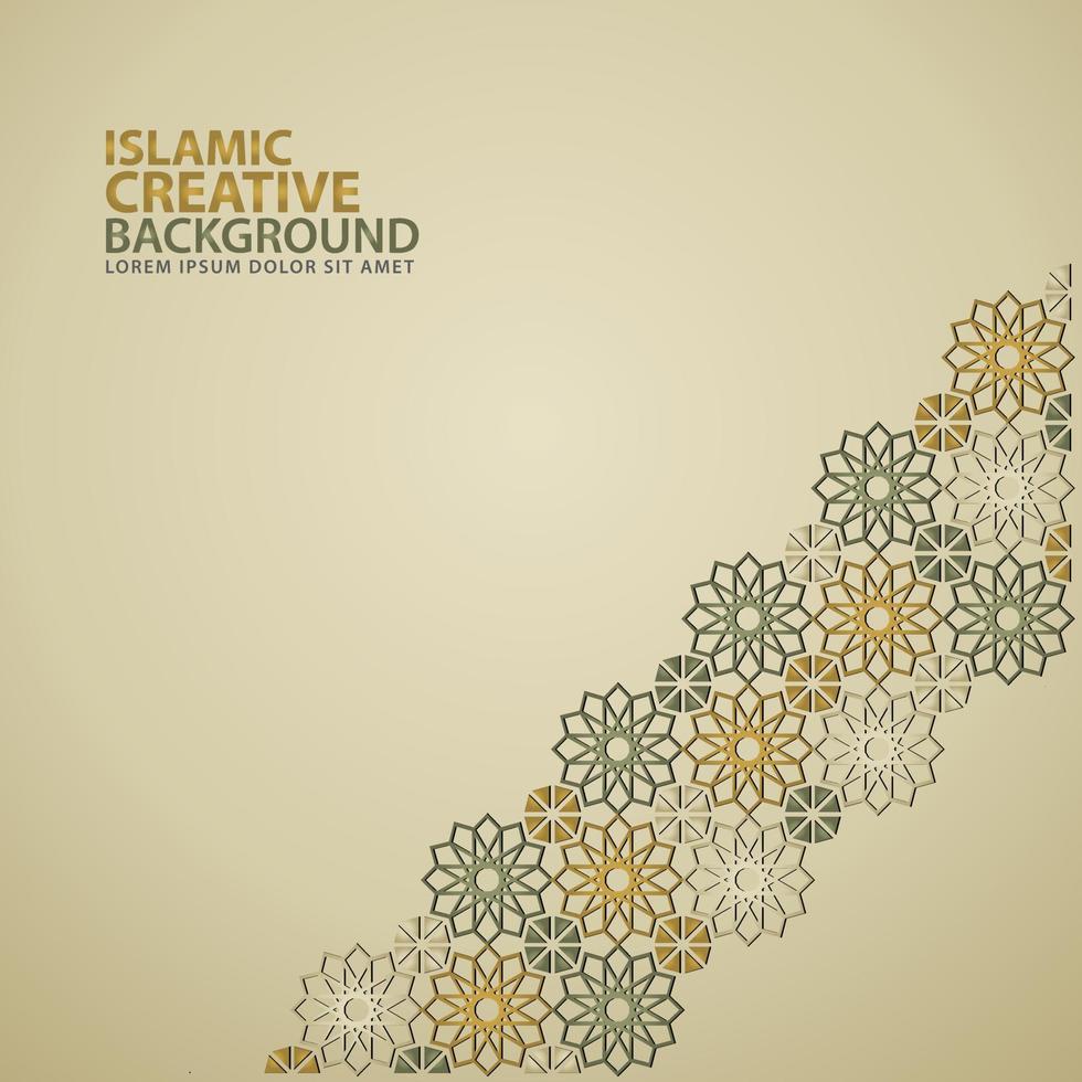 Islamic ornament of mosaic for greeting card background template vector