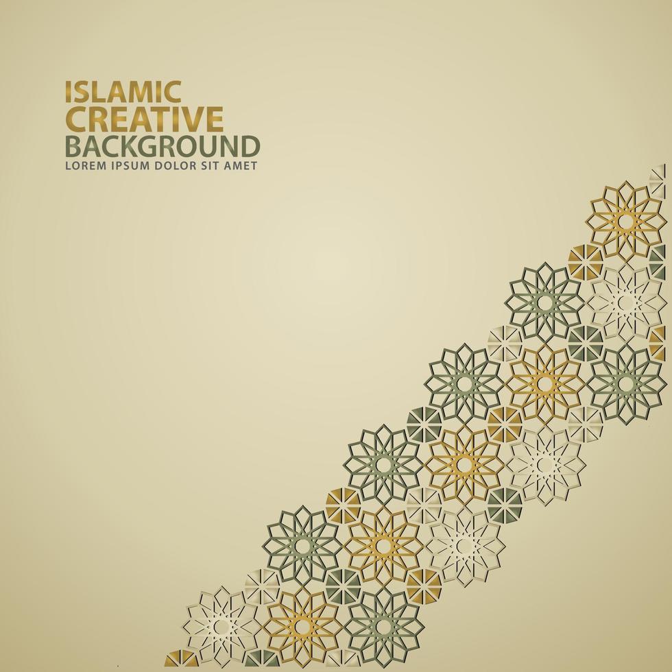 Islamic ornament of mosaic for greeting card background template vector