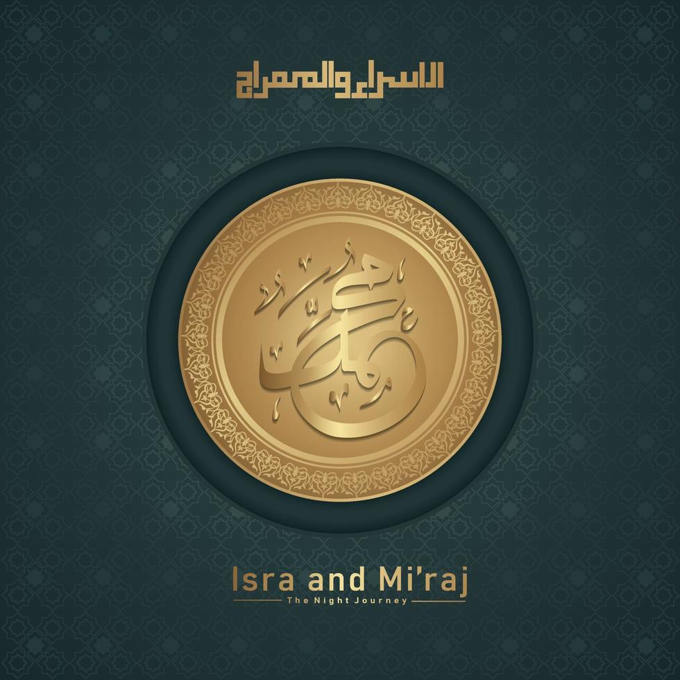 Isra' and Mi'raj Prophet Muhammad greeting card template Islamic vector design with elegant textured and realistic modern background.