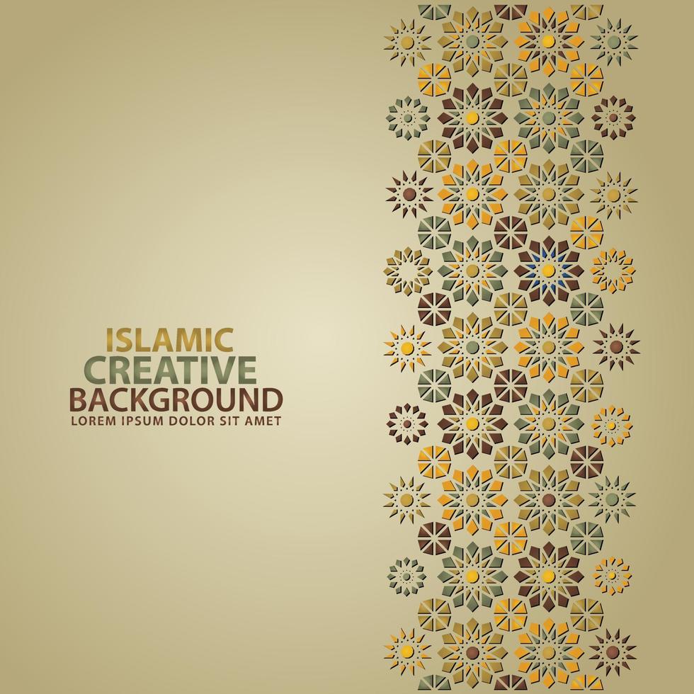 Islamic ornament of mosaic for greeting card background template vector