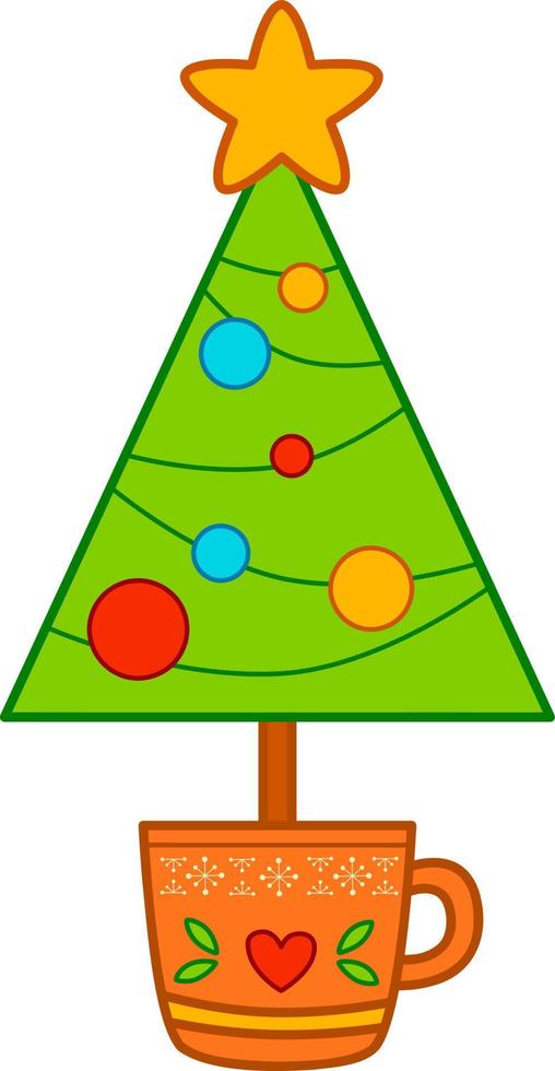 imágenes prediseñadas de dibujos animados de navidad. vector de imágenes prediseñadas de árbol de navidad