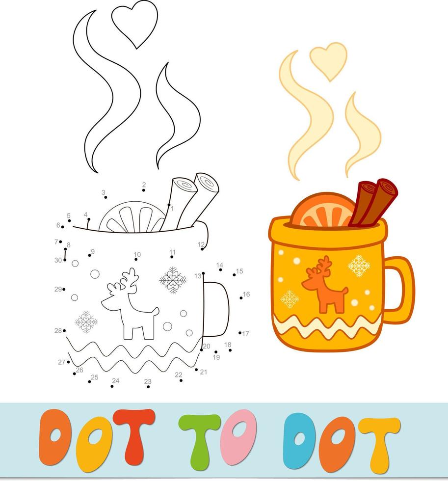 Dot to dot Christmas puzzle. Connect dots game. Cup vector illustration