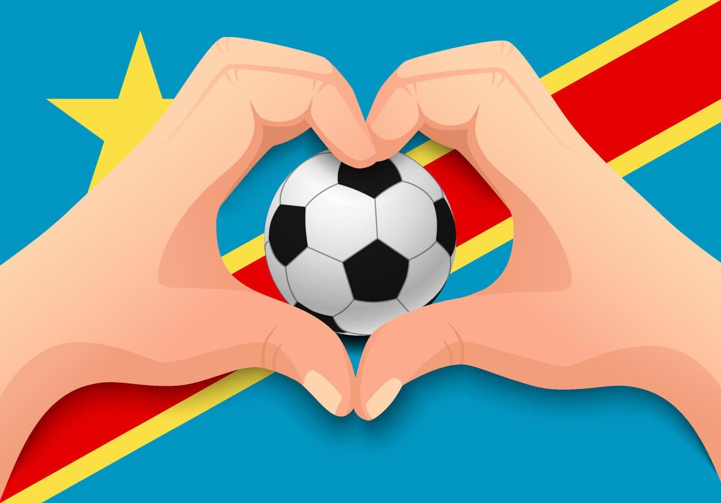 Democratic Republic of the Congo soccer ball and hand heart shape vector