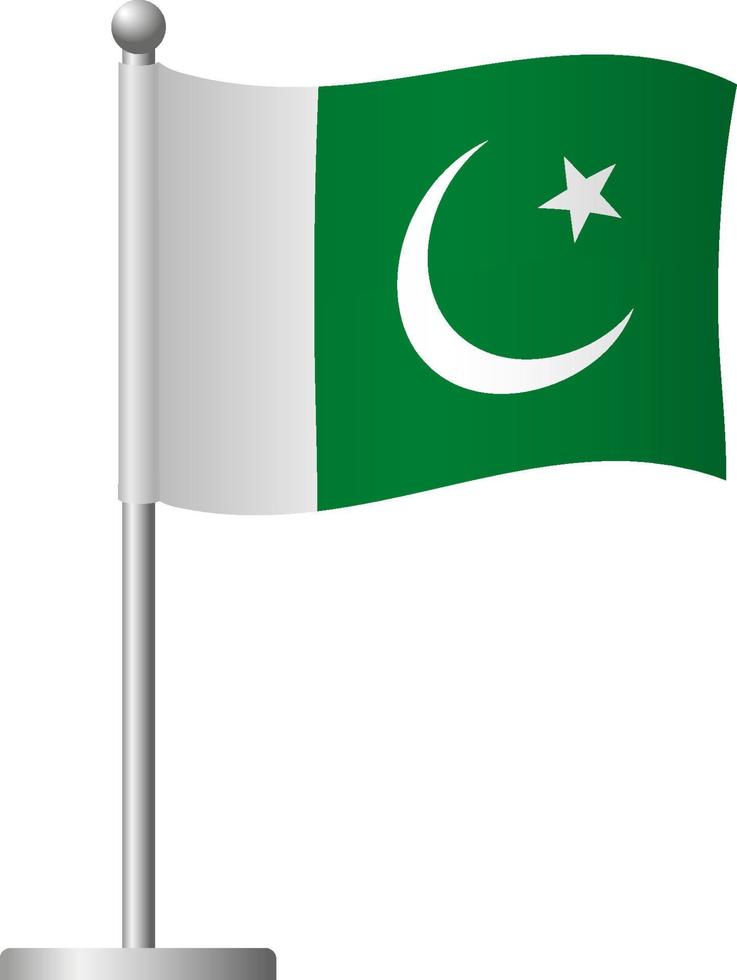 Pakistan flag on pole icon vector